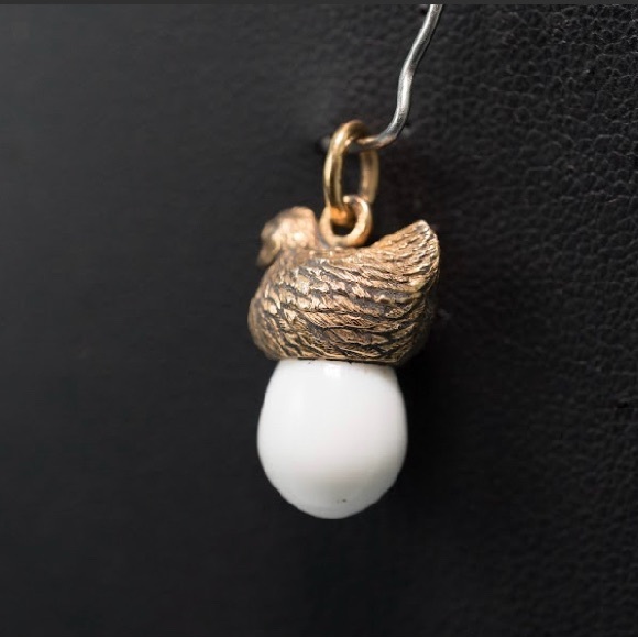 Antique fabrege egg pendent in 14 k gold . - Picture 3 of 7